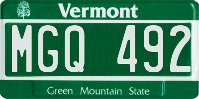 VT license plate MGQ492