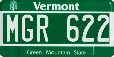 VT license plate MGR622