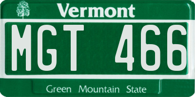 VT license plate MGT466