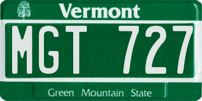 VT license plate MGT727