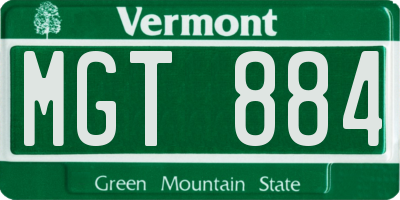 VT license plate MGT884