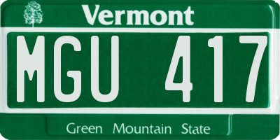 VT license plate MGU417