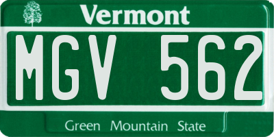VT license plate MGV562