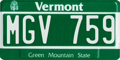 VT license plate MGV759