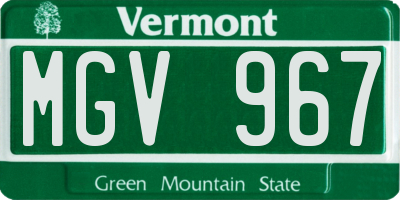 VT license plate MGV967