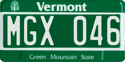 VT license plate MGX046