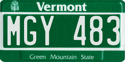 VT license plate MGY483