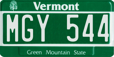 VT license plate MGY544