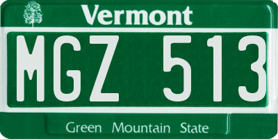 VT license plate MGZ513