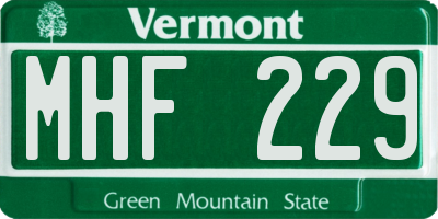 VT license plate MHF229