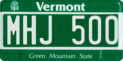 VT license plate MHJ500