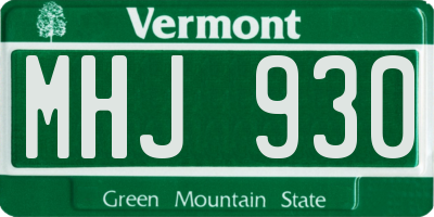VT license plate MHJ930