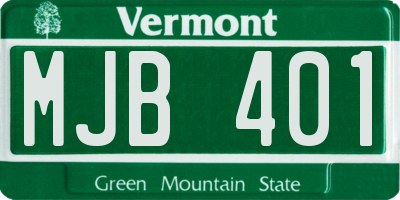 VT license plate MJB401