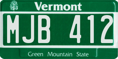 VT license plate MJB412