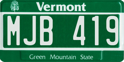 VT license plate MJB419