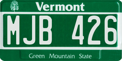 VT license plate MJB426