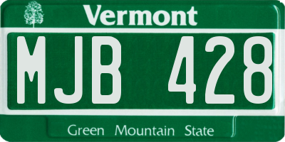 VT license plate MJB428