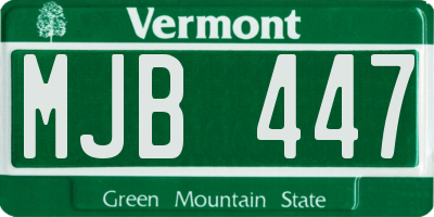 VT license plate MJB447