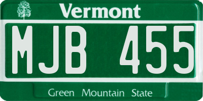VT license plate MJB455