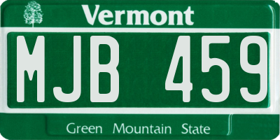 VT license plate MJB459