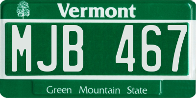 VT license plate MJB467