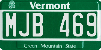VT license plate MJB469