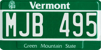 VT license plate MJB495