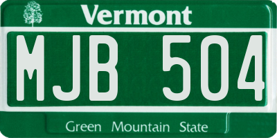 VT license plate MJB504