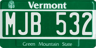 VT license plate MJB532