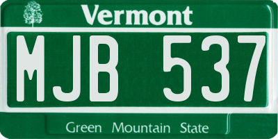 VT license plate MJB537