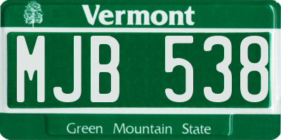 VT license plate MJB538