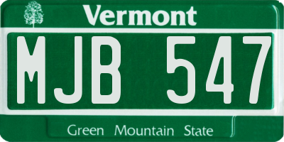 VT license plate MJB547