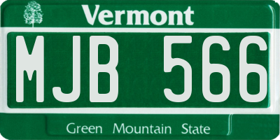 VT license plate MJB566