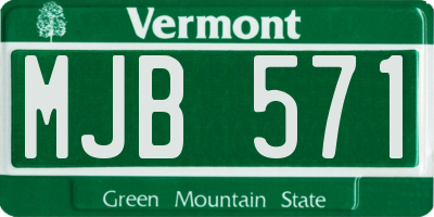 VT license plate MJB571