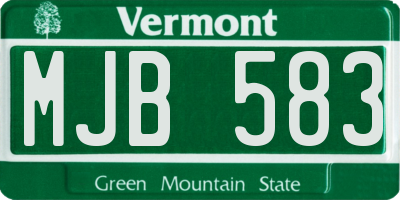 VT license plate MJB583