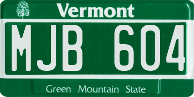 VT license plate MJB604
