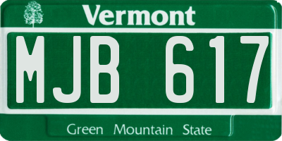 VT license plate MJB617