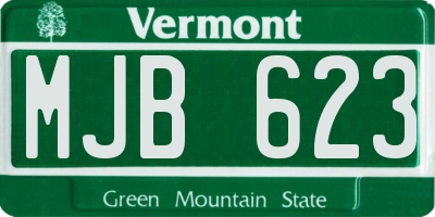 VT license plate MJB623