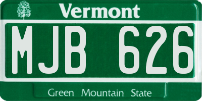 VT license plate MJB626