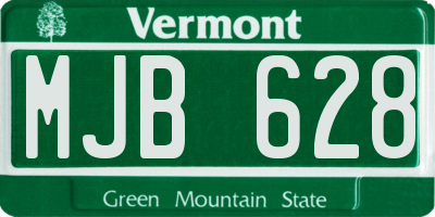 VT license plate MJB628