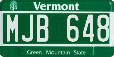 VT license plate MJB648