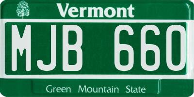 VT license plate MJB660