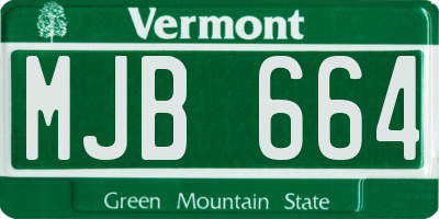VT license plate MJB664