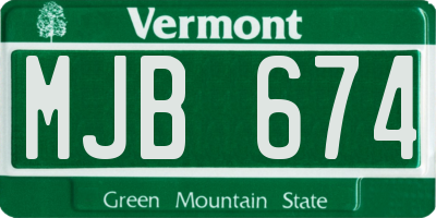 VT license plate MJB674