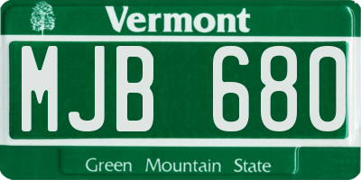 VT license plate MJB680