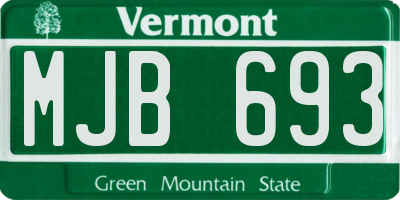 VT license plate MJB693