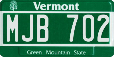 VT license plate MJB702