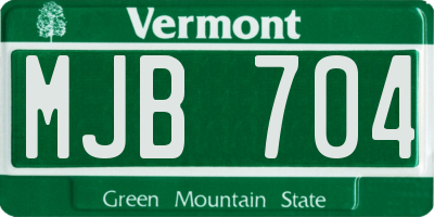 VT license plate MJB704