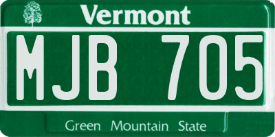 VT license plate MJB705