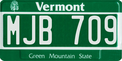 VT license plate MJB709